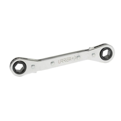 Llave de estrías pulido espejo acodada de matraca métrica, 12 puntas, 19 x 21 mm Urrea 1187M