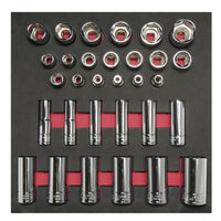 Juego de dados cortos y largos cuadro de 1/2" en pulgadas, 31  piezas CH206