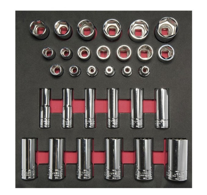 Juego de dados cortos y largos cuadro de 1/2" en pulgadas, 31  piezas CH206