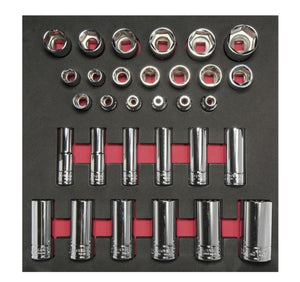 Juego de dados cortos y largos cuadro de 1/2" en pulgadas, 31  piezas CH206