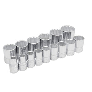 Juego de 15 dados en pulgadas 1/2" en riel Urrea 54114