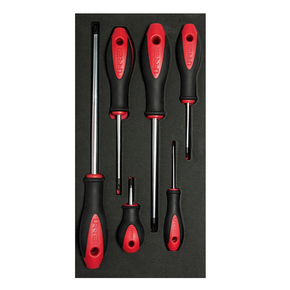Juego de destornilladores mango bimaterial punta Phillips, 6 piezas Urrea CH116