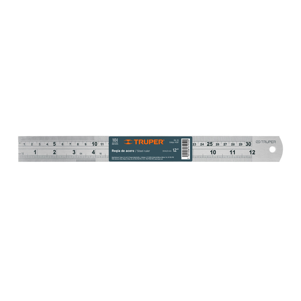 Regla 30cm De Acero Inoxidable, Truper 14387