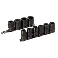Juego de dados de impacto cuadro de 1/2", métricos en caja, 24 piezas Urrea 7402MC
