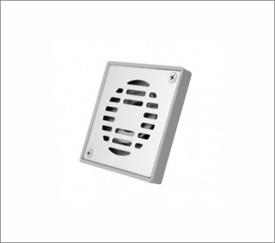 Coladera Cuadrada de ABS Gris con Rejilla de Acero Inoxidable Calibre 18 y VAO Coflex PC-162