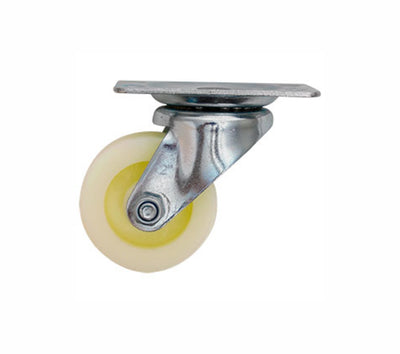 Rodaja de Polipropileno Blanca Giratoria con Placa 2 1/2