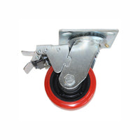 Rodaja de Poliuretano Rojo Giratoria con Freno 6", Dogotuls ZF5077