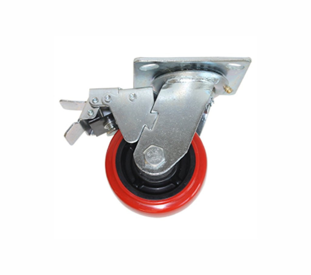 Rodaja de Poliuretano Rojo Giratoria con Freno 6", Dogotuls ZF5077