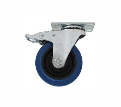 Rodaja de Goma Elástica Azul Giratoria Con Freno 4