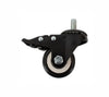 Rodaja PVC Negro Espiga Roscada 1/2" Giratoria Con Freno 3", Dogotuls ZF5192